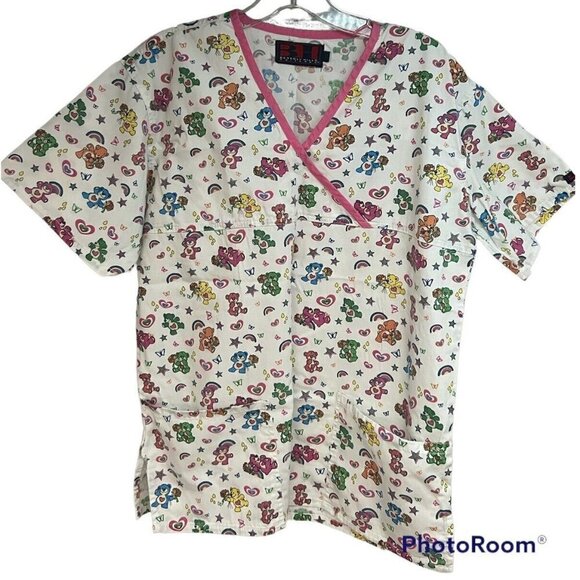 Lot of 2 Nickelodeon Spongebob Squarepants Scrub Tops Shirt Medium Pockets USA - Picture 6 of 10